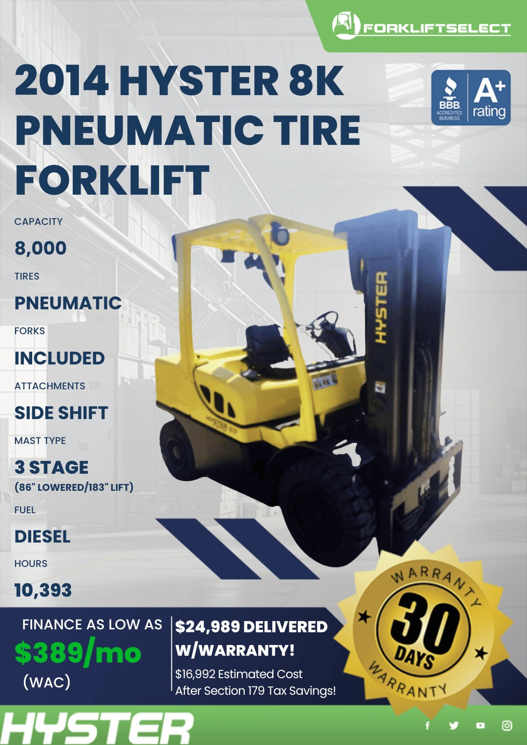 2014 Hyster 8K Pneumatic